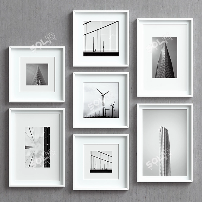 Elegant Set of 25 Picture Frames 3D model image 1