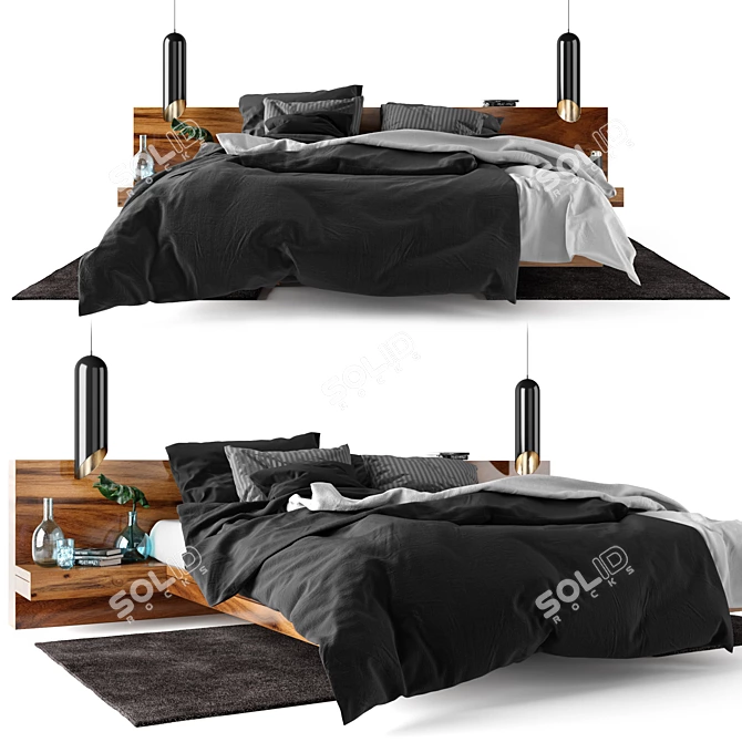 Modern Bedroom Set with Decor 3D model image 1