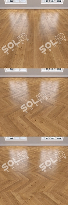 Oak Parquet Flooring: Herringbone, Linear, Chevron 3D model image 2