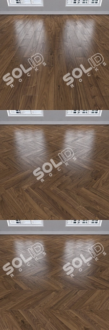 American Walnut Parquet: Herringbone, Linear, Chevron 3D model image 2