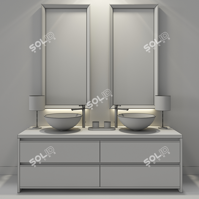 Modern 2m Bathroom Furniture Set 3D model image 3