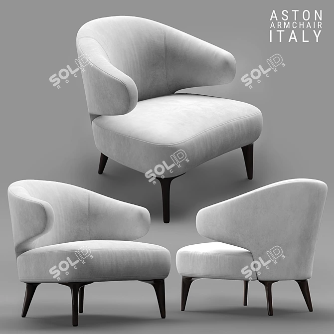 Elegant Aston White Armchair 3D model image 1