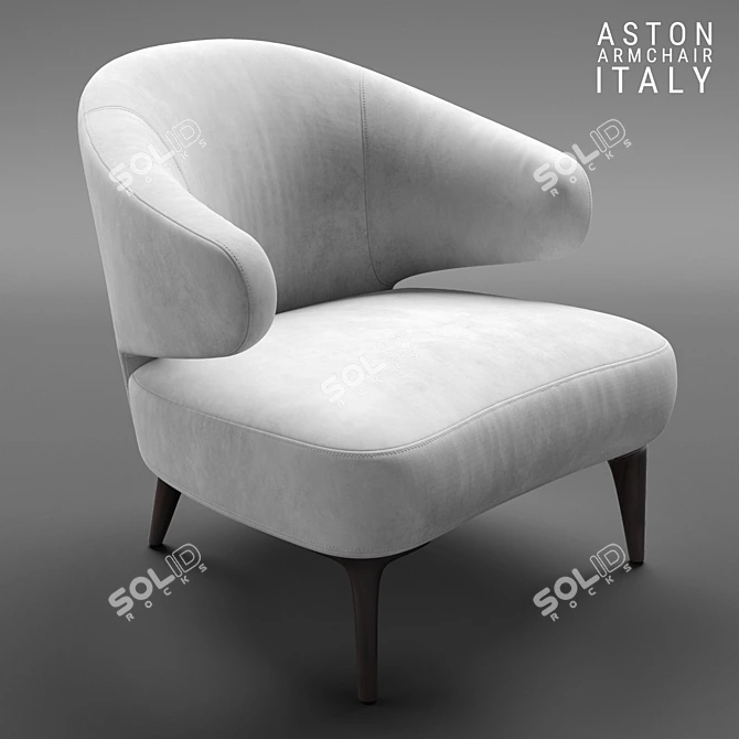 Elegant Aston White Armchair 3D model image 2