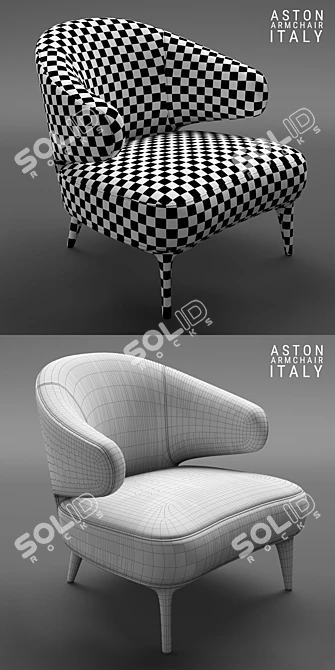 Elegant Aston White Armchair 3D model image 3