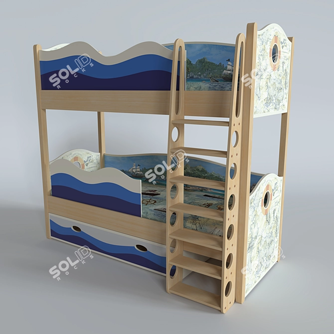 Title: Kids' Dreamland Bunk Bed 3D model image 1