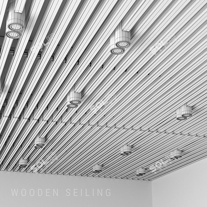 Wooden Ceiling with Aluminum Lighting 3D model image 2