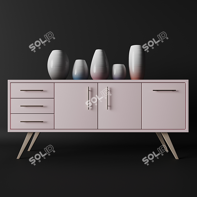 Elegant Vase Cupboard 3D model image 1