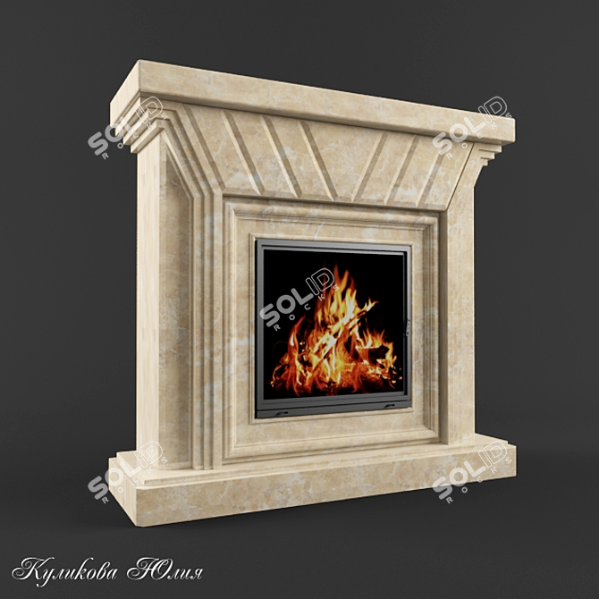 Elegant Marble Fireplace Portal 3D model image 2