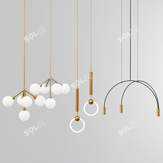 1. Russian translation: Коллекция подвесных светильников
   Elegant Pendant Light Collection

2. 3D model image 1