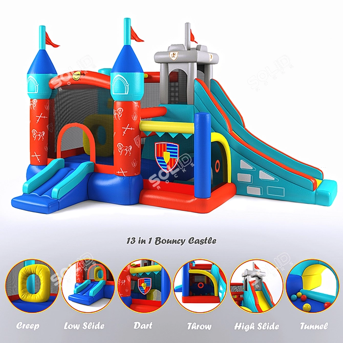 Happy Hop Bouncy Castle: Ultimate Inflatable Fun! 3D model image 1