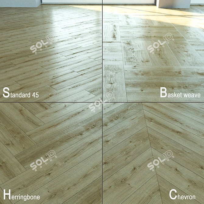 Natural Wood Parquet Flooring 3D model image 1