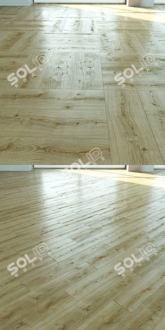 Natural Wood Parquet Flooring 3D model image 2