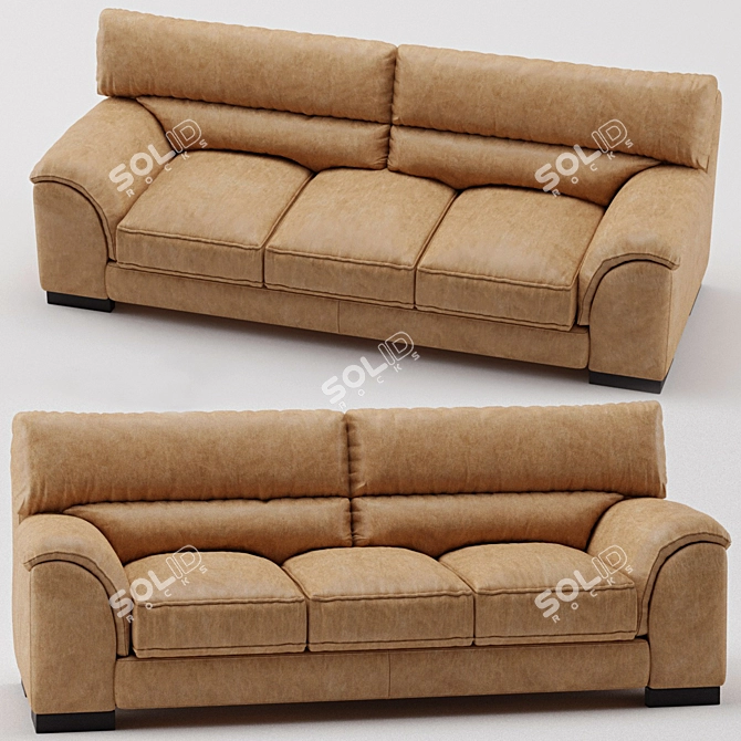 Elegant Malika Sofa - W215cm L90cm H85cm 3D model image 2