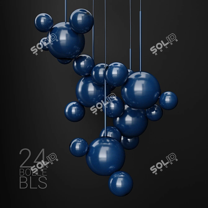 Frosted Black BOLLE 24 Bubble Pendant 3D model image 2