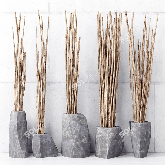 Elegant Branch Vases: Natural Beauty 3D model image 1