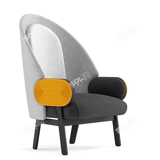 Vintage Moon-B: Contemporary Armchair 3D model image 2