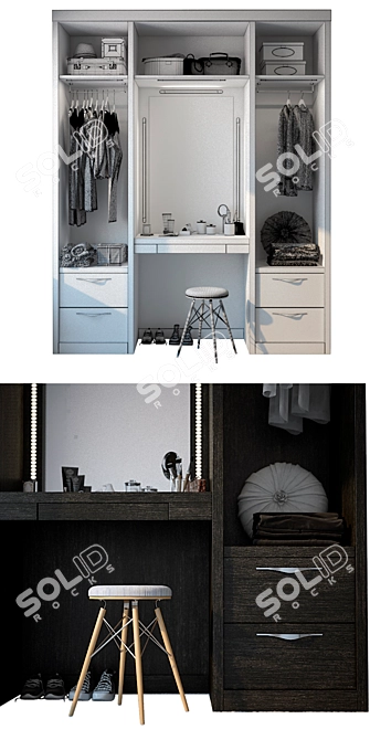  Stylish Wardrobe with Dressing Table 3D model image 3