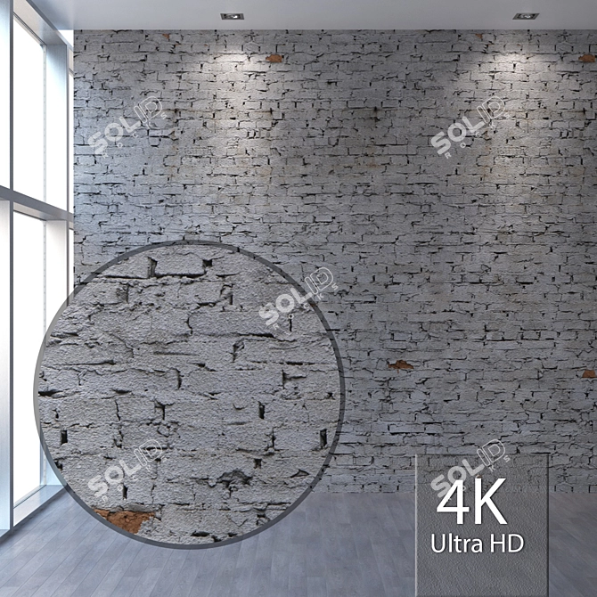 Seamless Brickwork Texture in 4K 3D model image 1