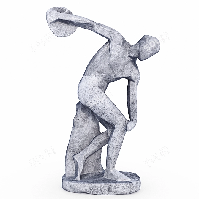 Low Poly Discobolus Statue 3D model image 1