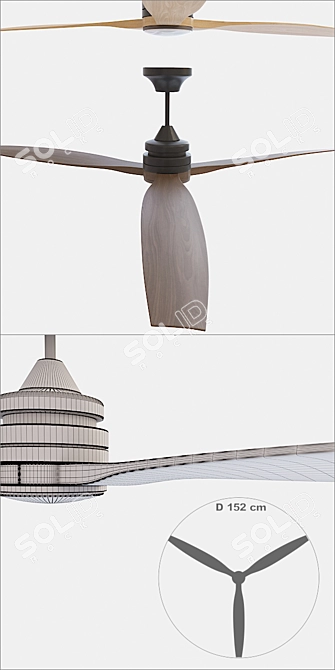 Faro Barcelona ALO Ceiling Fan - Elegant and Efficient 3D model image 3