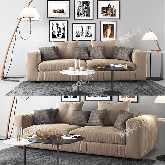 Luxe Velvet Lapo Sofa Set 3D model image 1