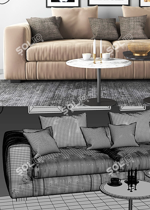 Luxe Velvet Lapo Sofa Set 3D model image 3