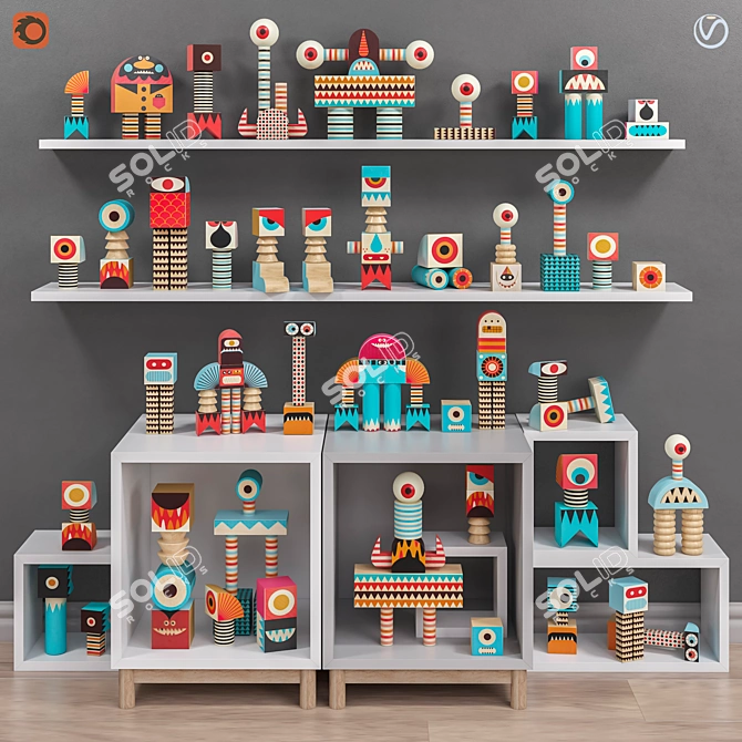 Modular Toy Storage and Construction Set 3D model image 1