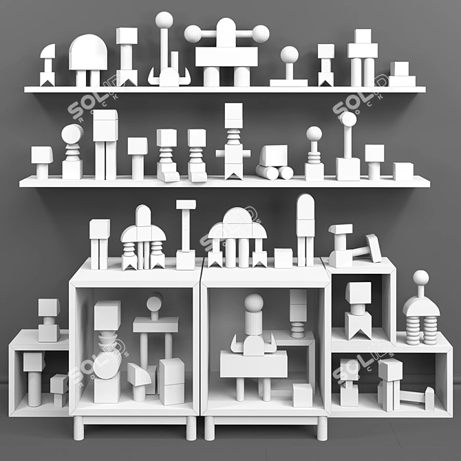 Modular Toy Storage and Construction Set 3D model image 3