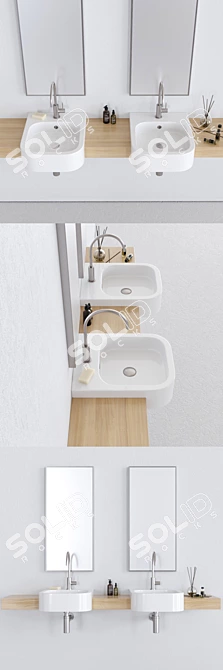 Scarabeo Next 40D Ceramic Washbasin 3D model image 2