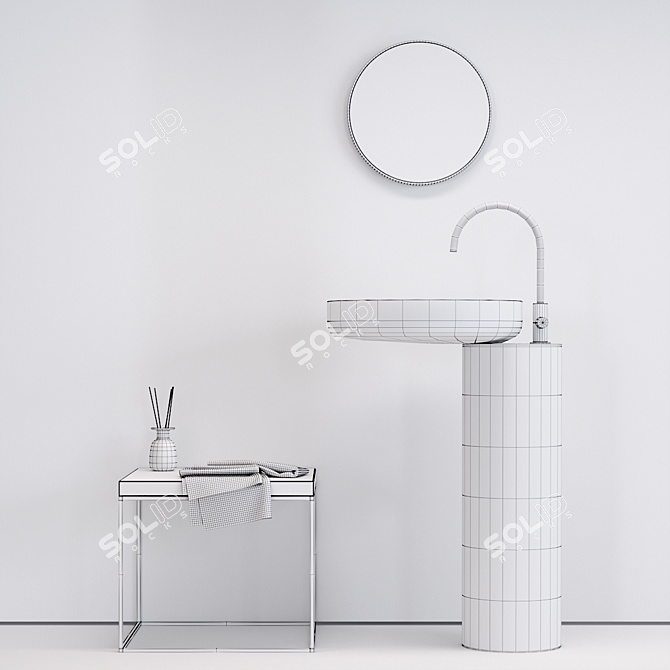 Elegant Nero Marquina Washbasin 3D model image 3