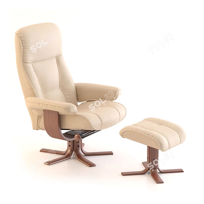 Modern Leather Recliner Set 3D model image 1