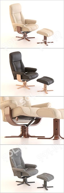 Modern Leather Recliner Set 3D model image 2