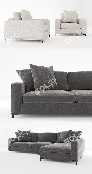 Eichholtz Feraud: Elegant Lounge and Chair 3D model image 2