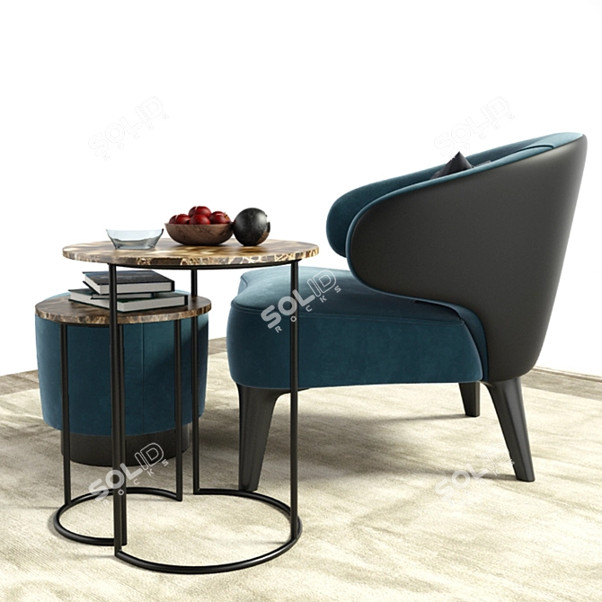 Elegant Minotti Aston Arm Chair Set 3D model image 2