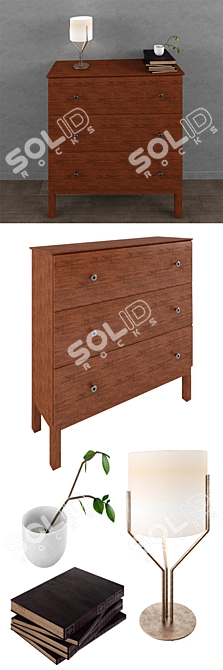 Solid Wood TARVA 3 Drawer Chest 3D model image 2