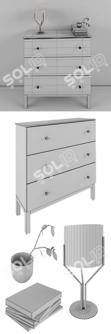 Solid Wood TARVA 3 Drawer Chest 3D model image 3