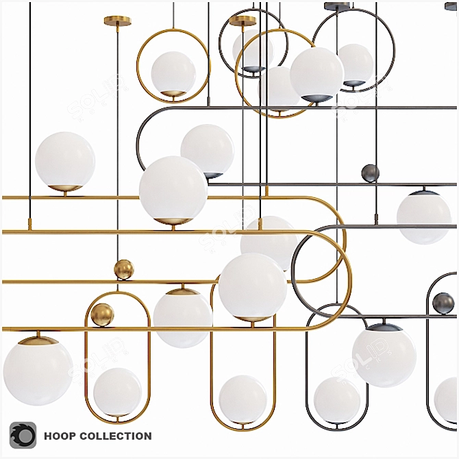 Hoop Collection Brass Pendant Lamp 3D model image 1