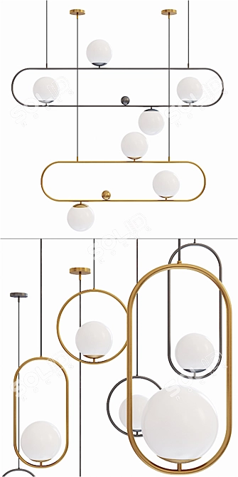 Hoop Collection Brass Pendant Lamp 3D model image 2