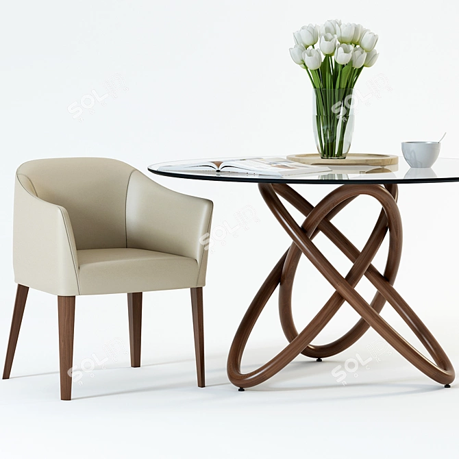 Nordic Elegance: Oleander Dining Table & Lank Chair 3D model image 2