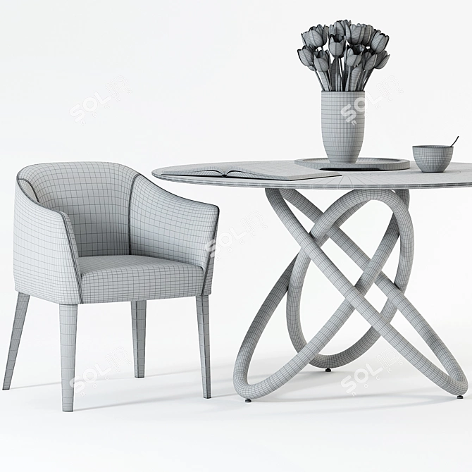 Nordic Elegance: Oleander Dining Table & Lank Chair 3D model image 3