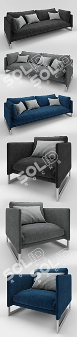 Luxurious Velvet Sofa in Multiple Colors 3D model image 2