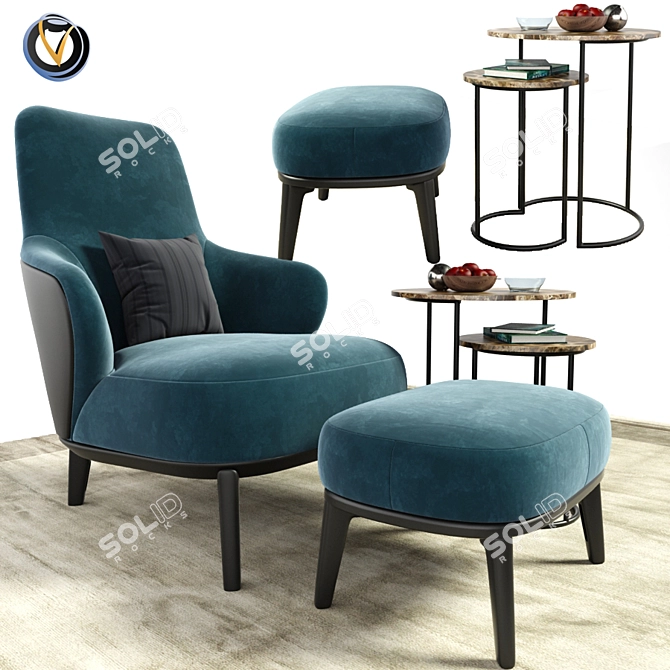 Elegant Minotti Leslie Bergere & Coffee Table Set 3D model image 1