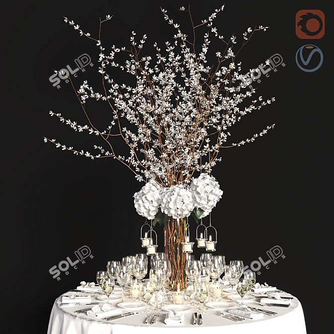 Festive Table Decor Set 3D model image 1