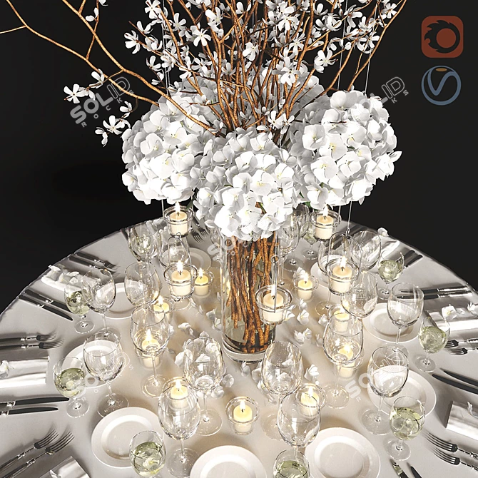 Festive Table Decor Set 3D model image 2