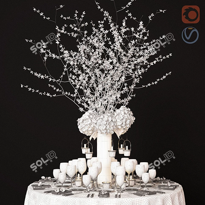 Festive Table Decor Set 3D model image 3