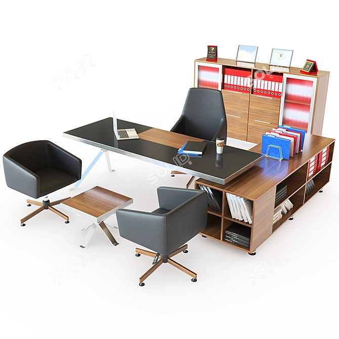 Modern Executive Office Set 3D model image 1