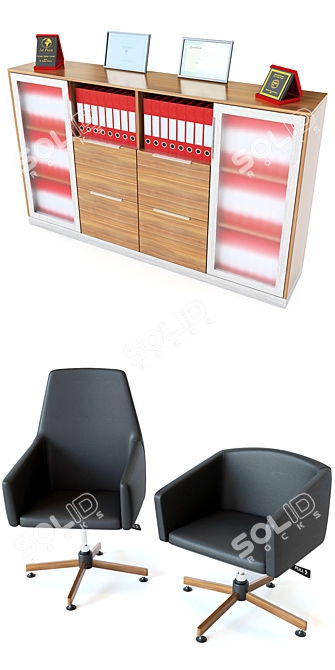 Modern Executive Office Set 3D model image 3