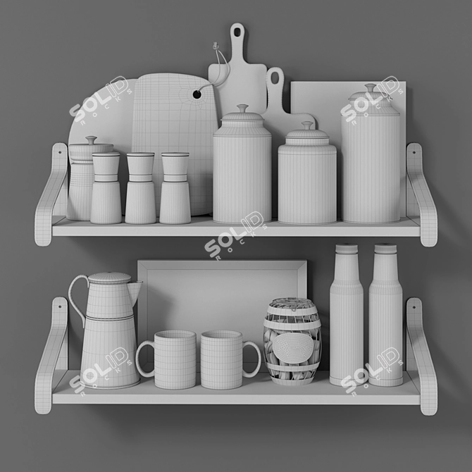 Kitchen Island Shelf Set 3D model image 3