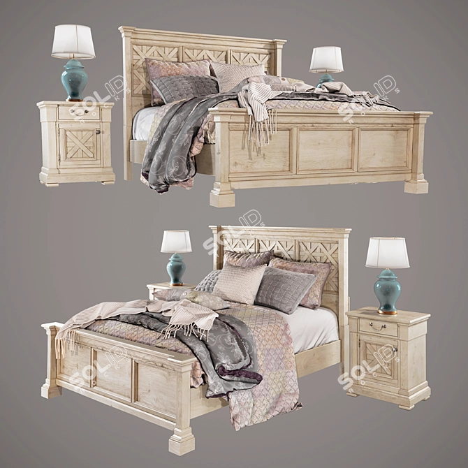 Bolanburg Queen Bed Set with Nightstands 3D model image 2