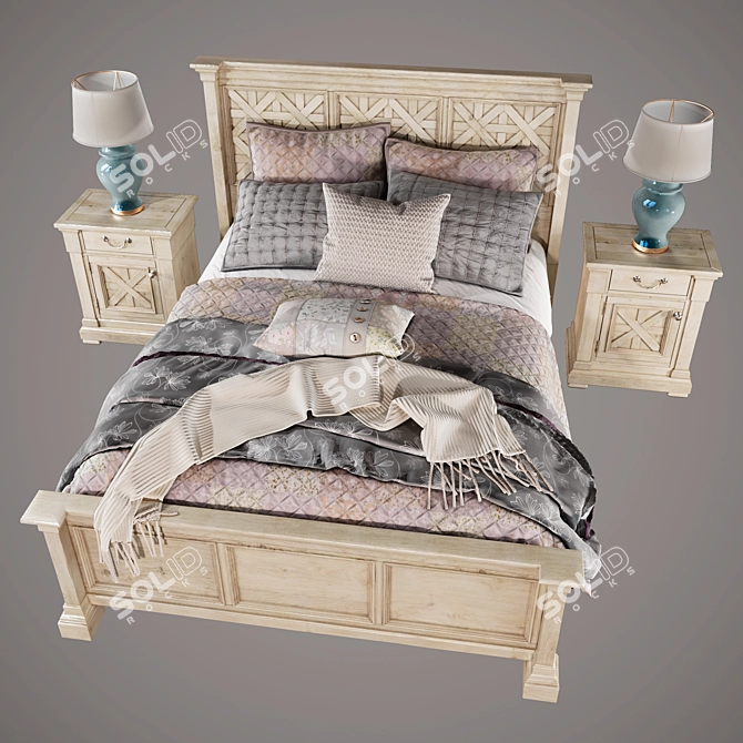 Bolanburg Queen Bed Set with Nightstands 3D model image 3